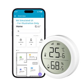 QKF Temperature and Humidity Sensor, Require Zigbee Hub, Wireless Smart Thermometer Hygrometer, Remote Monitoring and Smart Home Automation, Compatible with Home Assistant, Alexa