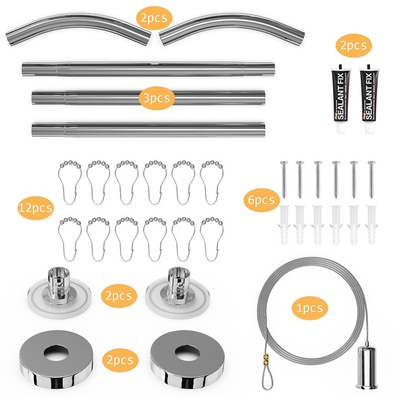 Sikaiqi Stretchable 304 Stainless Diamond Shaped Bathroom Bathtub Corner Shower