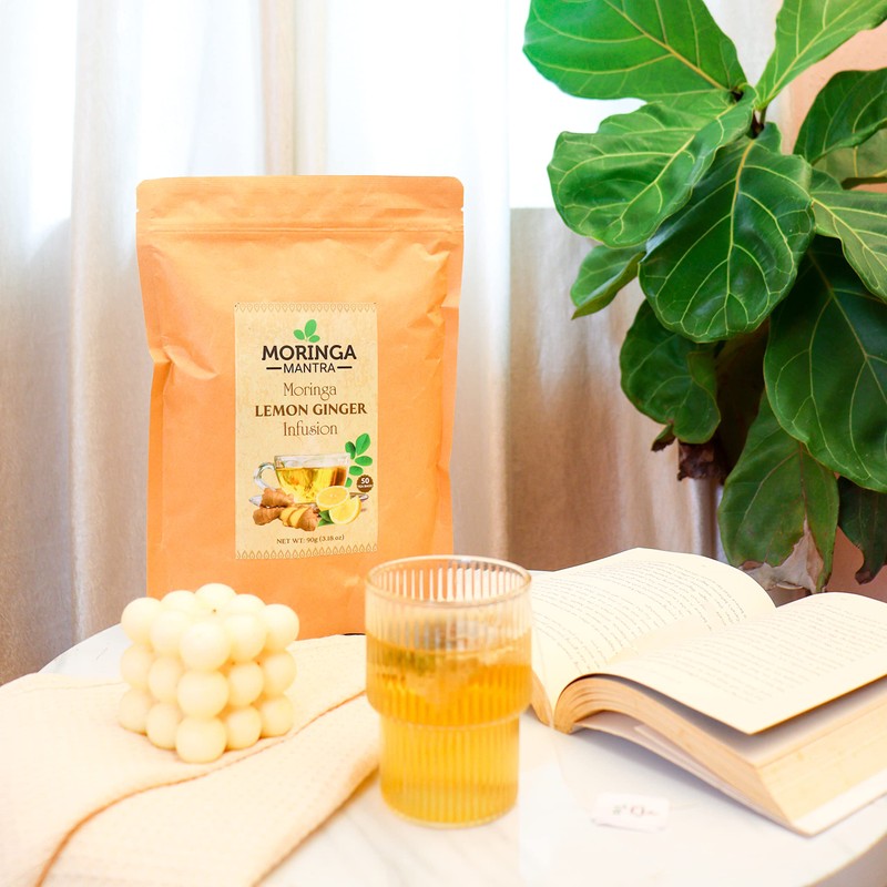 Moringa Mantra Moringa Lemon Ginger Herbal Tea 50 Dip Bags,