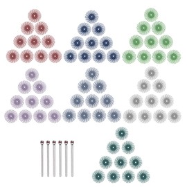 HARFINGTON 60pcs Radial Bristle Disc Set 1" 80-1000 Grit Detail Abrasive Brush Kit Gap Polishing Wheel Assortment with 6pcs 1/8" Shank Mandrels for Jewelry Wood Metal Polishing Cleaning