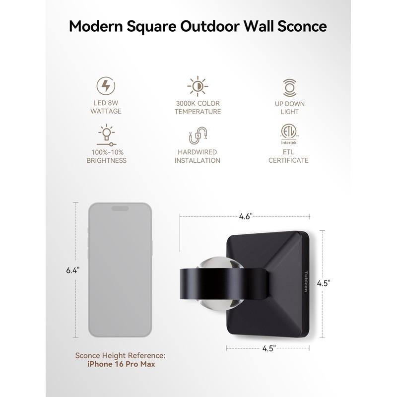 Tubicen Outdoor Wall Light Up and Down Wall Sconce Dimmable