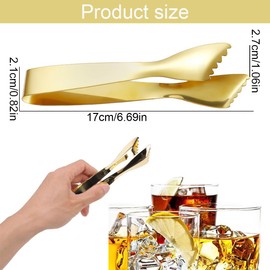 Spiral Ice Clamp, 1 Piece Food Grade Stainless Steel Ice Tongs, Kitchen Tongs, Stainless Steel, Prevent Slipping for Home Kitchen in Bar, Gold