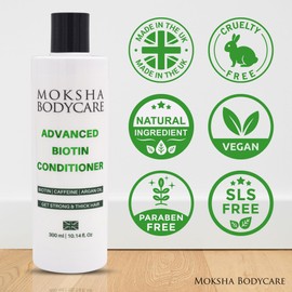 Biotin Conditioner for Hair Growth - [Made In UK] Hair Thickening Treatment for Men Women | Biotin Conditioner with Caffeine, Argan Oil, Rosemary, Niacinamide for Strong and Thinning Hair | 300ml