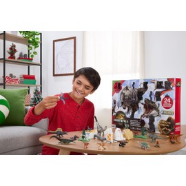 Mattel Jurassic World Rebirth Advent Calendar with 24 Days of Dinosaur-Related Toy Surprises, 18 Mini Dinos, 4 Environment Pieces