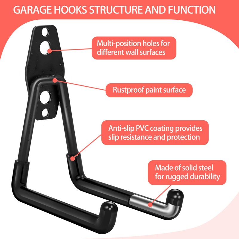 Kodreat 18 Pack Garage Hooks Heavy Duty - Anti-Slip Coating，