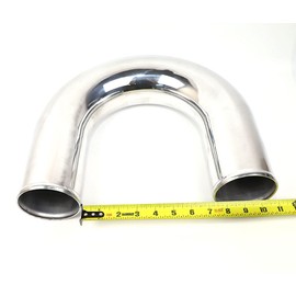 LTI Universal 3.5 inch Outside Diameter 180 Degree Elbow Aluminum Pipe Polished (3.5" 180 Degree)