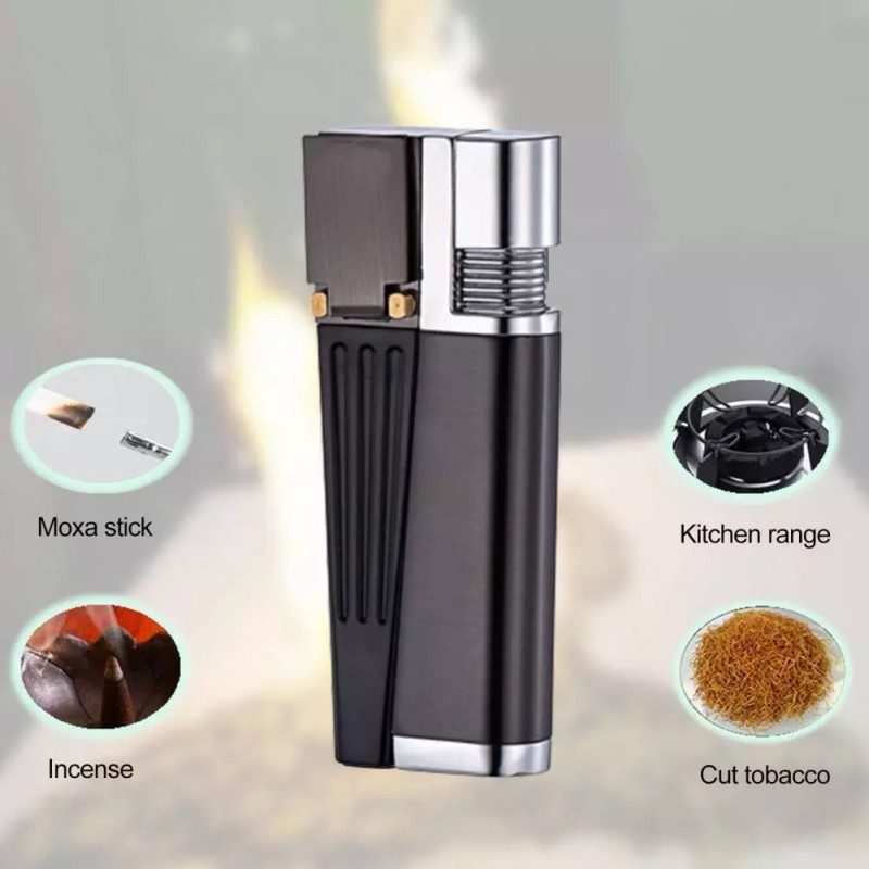 Unbranded Foldable Metal Lighter Pipe Combination Portable Smoking Lighter Black