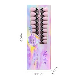 150 PCS Press on Nails French Tip Fake Nails Long Almond False Nails Full Cover Glue on Nails Glossy Artificial Nails Press Ons Stick on Nails for Women Pink & Black