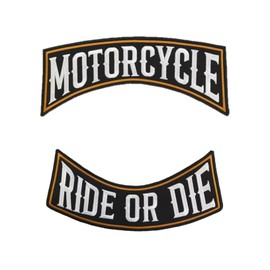 2 Embroidered Patches Biker "Motorcycle | Ride Or Die " Iron On Patches for Vests and Vests Motorcycle Iron-On for Decorating Motorcycle Jackets, Embroidery on Pilot Motorcycle, DIY