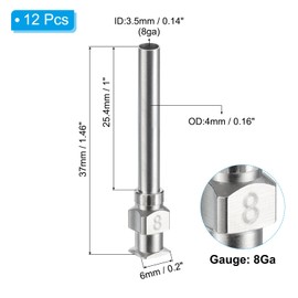PATIKIL 8Ga x 1 Inch Stainless Steel Dispensing Needle Tips, 12Pcs Metal Glue Needle Tube Blunt Tips Luer Lock for Thick Glue Ink Lab, Silver