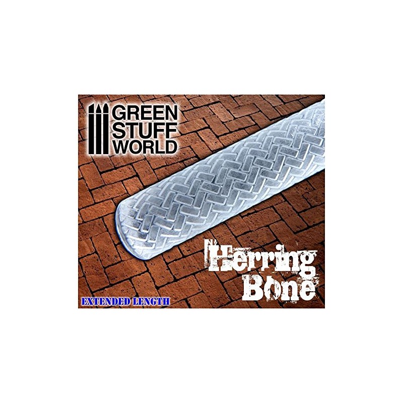 Green Stuff World Rolling Pin Herringbone Pattern for Modeling and