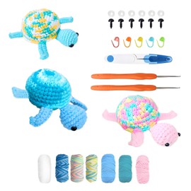 Crochet Kit for Beginners Adults, 3pcs Turtle Family Wobbles, Crochet Animal Starter Kits, Yarn Hooks Complete Knitting Supplies, Step-by-Step Instructions Video Tutorials Gifts for Christmas Craft