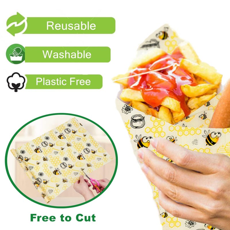Beeswax Food Wrap, Reusable Wrapping Paper, Washable Bowl Covers, Food