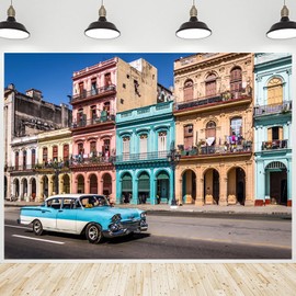 CRTPOD Cuba City Backdrop Havana Colorful Buildings Downtown Street Car Landscape Background Photography Banner for Portraits Party Decorations Wallpaper Photo Studio Photobooth Props 7x5ft