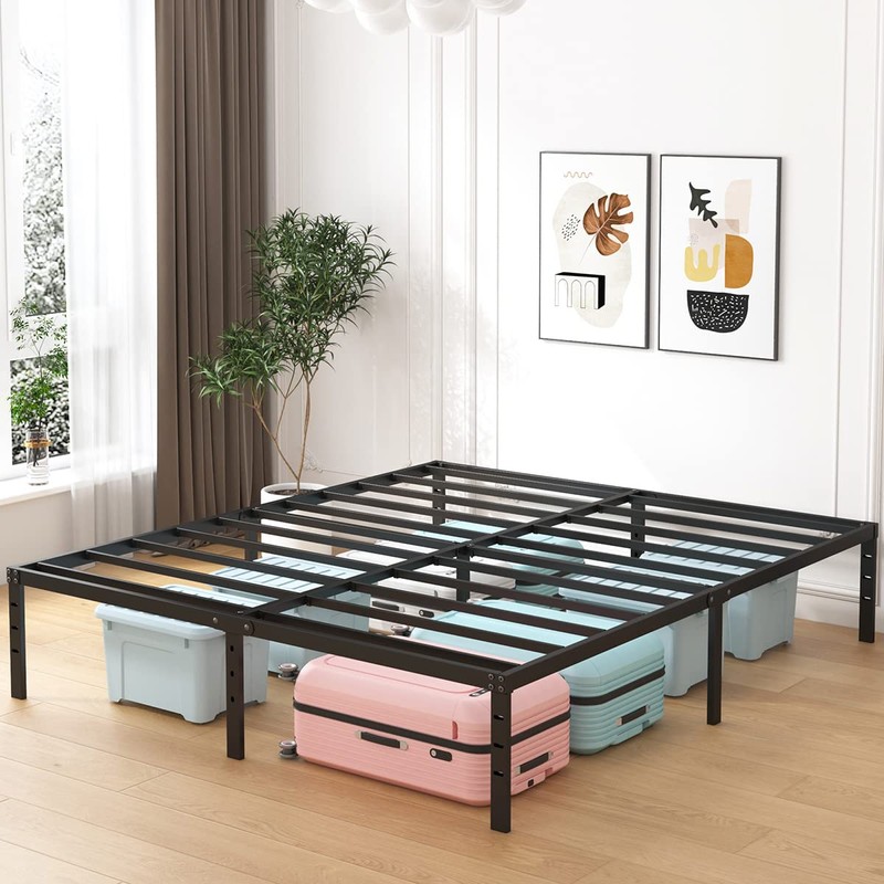 ALDRICH 18 Inch Metal King Size Bed Frame - Black
