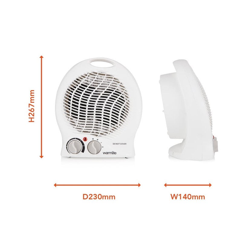 Warmlite Thermo Fan Heater with 2 Heat Settings and Overheat
