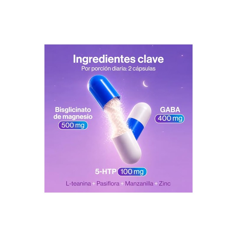 Amarte Labs Glicinato de Magnesio Fórmula Nocturna, 60 Cápsulas