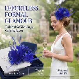 Luxshiny Royal Blue Fascinator Hair Clip 14 cm