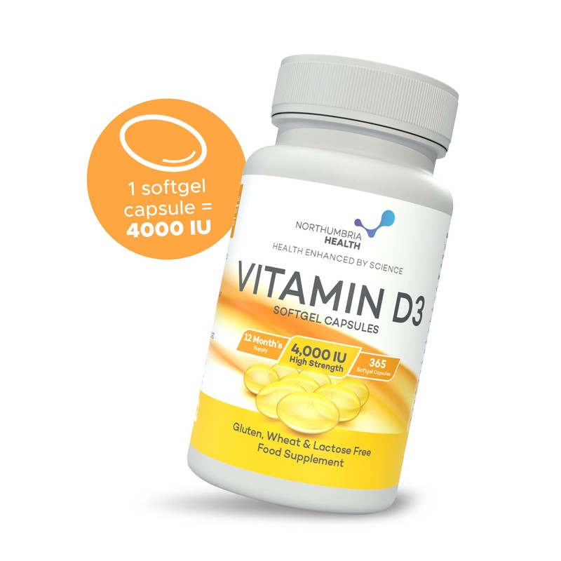 Northumbria Health Vitamin D3 Softgel Capsules, High-Strength D3 Vitamins for