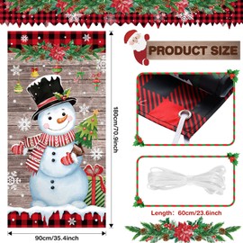 Tiamon Snowman Wood Grain Christmas Door Cover, 6 x 3 Feet, Polyester, Indoor and Outdoor, Unisex, for Party, Winter Occasion Decor Supplies