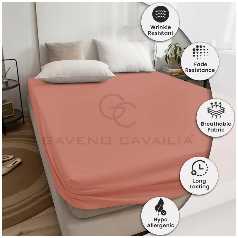 Comfy King Fitted Sheet, Wrinkle Free Plain Bedding Percale Fitted