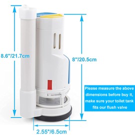 2 Inch Toilet Flush Valves Toilet Repair Kit Dual Flush Valve Replacement Fit for One Piece Toilet Top Push Button Valve (8" Height) White