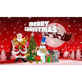REIDFERR Christmas Flag 3x5 Outdoor - Double Sided Merry Christmas Flag Christmas Tree Santa Claus Sleigh Reindeers Winter Holiday Polyester Large Welcome Flags Banners Gift for Outdoor Wall Decorations (Christmas Flag Four)