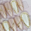 Gold Line Magnet Handmade Nail Tip Pedi Tip - Oval