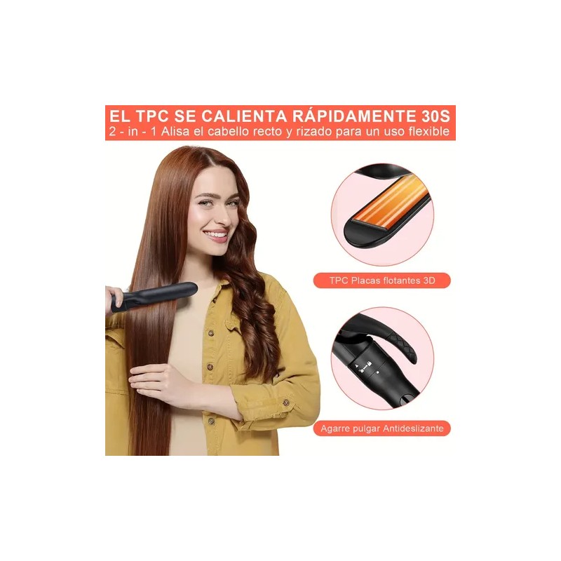 Tenazas Rizadora Con Planchas Cabello Pelo Ajustable Rosa