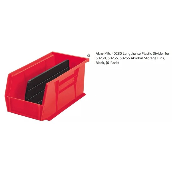 Akro-Mils 40230 Lengthwise Plastic Divider for 30230, 30235, 30255 AkroBin