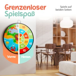 XXL Dartboard Children Made of Velcro, Double-Sided, 73 cm Diameter, Throwing Game for Children Including 16 Balls, Outdoor Games for Children, Specially Designed for Children, Gift Children Mookrook