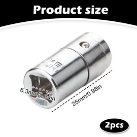2 Pcs 1/4" Square Hole to 1/4" Hex Converter,Metal Drive Adapter for Screwdriver Bit, Socket Bits Converter
