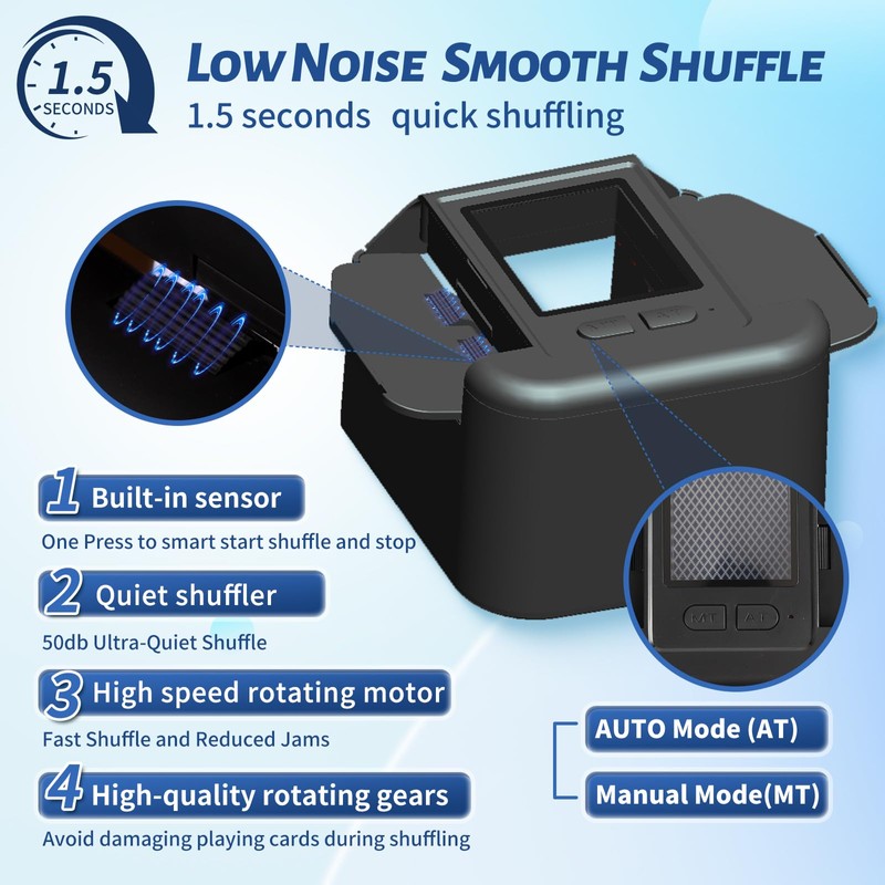 Lxjmcwio Rechargeable Automatic Card Shuffler for 2 Decks, 2000 mAh