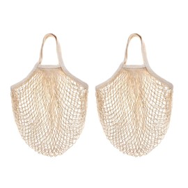 CABAX Cotton Mesh Produce Bags, Reusable Grocery Fruit Food Bags, Net String Shopping Tote Bag, Pack of 2