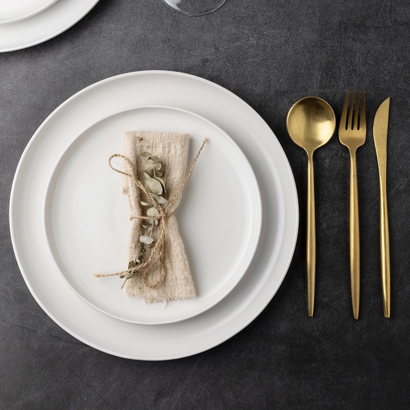 AmorArc Ceramic Dinnerware Sets, Wavy Rim Stoneware Plates and Bowls