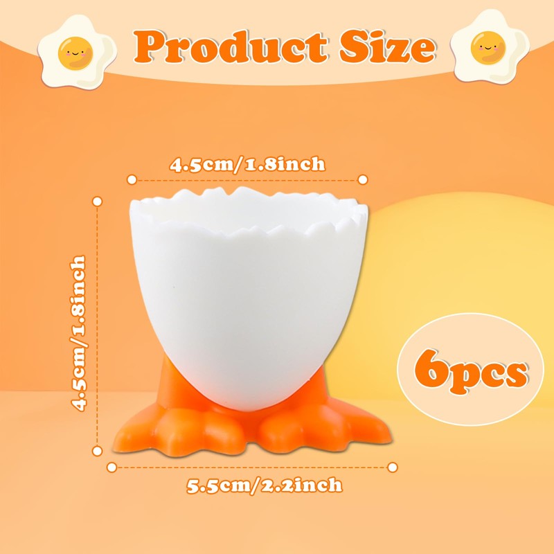 Set of 6 Egg Holders and Egg Stands, Funny Children's