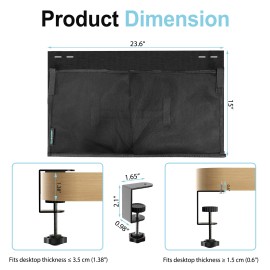 Droshipping No Drill Under Desk Cable Management and Privacy Panel 2 in 1 Modesty Panel with Cord Organizersize: 23.62"L x 15"W, color: Black