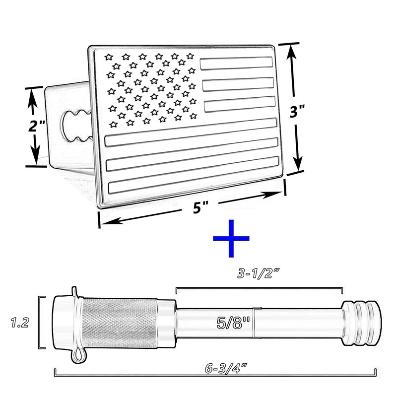 American Flag Metal Trailer Hitch Cover for 2 inch Receivers（with