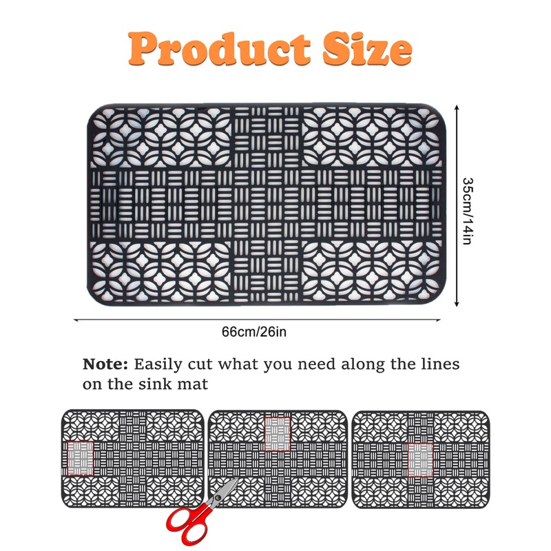 POPUBBY Silicone Kitchen Sink Protector Mat, 26"X 14"
