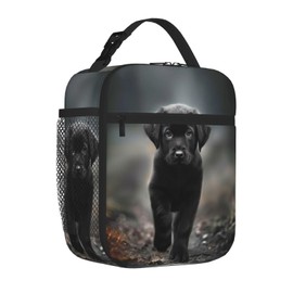 SARA NELL Dog Insulated Lunch Bag Black Labrador Dog Puppy Lunch Box for Women Men Teens Kids, Reusable Lunch Tote Bag, Leakproof Thermal Insulated Lunch Bags for Work, Picnic, School or Travel