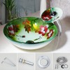 MEKKHALA Green Glass Vessel Sink With Faucet and Drain 17
