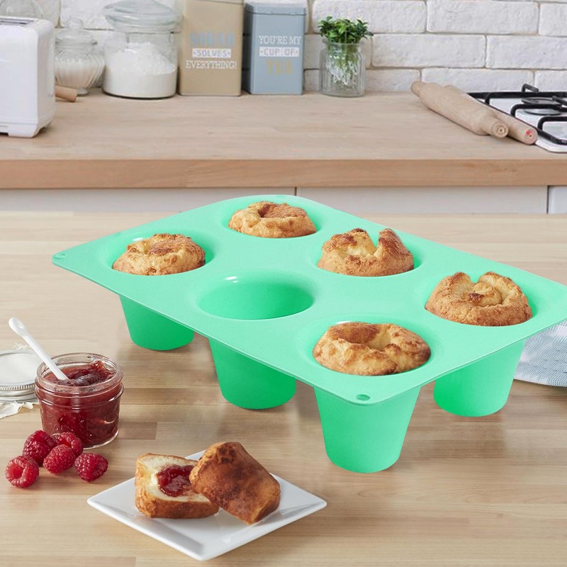 Zorazio 2 Pack Popover Pan 6-Cup, Nonstick Silicone Popover Pan