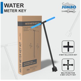 JUMBO 16" Water Meter Key with Sillcock Key, 4 Way Meter Key and 4 Way Multi Utility Key