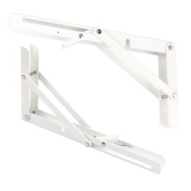 Oudtinx 2PCS Folding Shelf Brackets,Heavy Duty Triangle Shelf Bracket for Bench Table,Wall Mounted Standing Shelf Brackets for Saving Place,Multi Size 10" White
