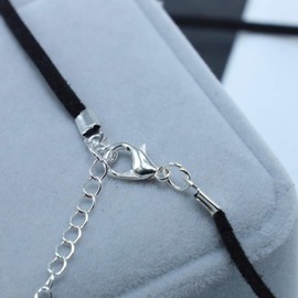 YienDoo Fashion Black Velvet Choker Necklace Chain Exquisite Bead Pendant Charm Minimalist Necklace Jewelry for Women (Silver)