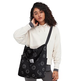 KALIDI Women's Handbag Canvas Shopper Shoulder Bag Casual Shoulder Bags Large for School Work Everyday Shopping, Blacksmile