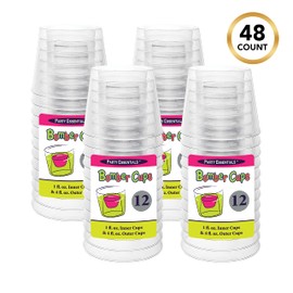 Party Essentials Disposable Plastic 4-Ounce Bomber Cups/Jager Bomb Shot Glasses, Clear, 48-Count