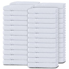 Wealuxe White Washcloths for Body and Face Towel, Cotton Wash Cloths Bulk 48 Pack, Flannel Spa Fingertip Wash Clothes 12x12 Inch, Soft Absorbent Gym Towels