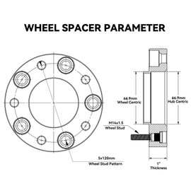 Richeer 5x120mm Hub Centric Wheel Spacers for 2010-2022 Camaro 2008-2019 CTS 2013-2019 XTS 2010-2017 Equinox, 4 PCS 1 inch 5x120 Wheel Spacer with 14x1.5 Studs & 66.9mm Center Bore