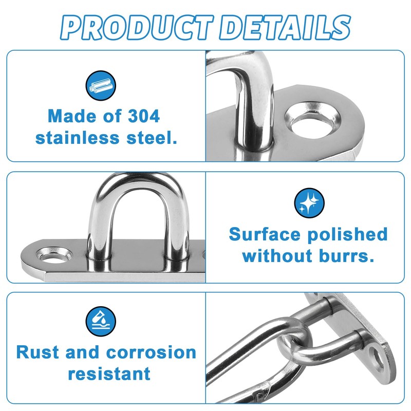 EXLECO 20 x M5 Eye Plate with Eyelet, Stainless Steel